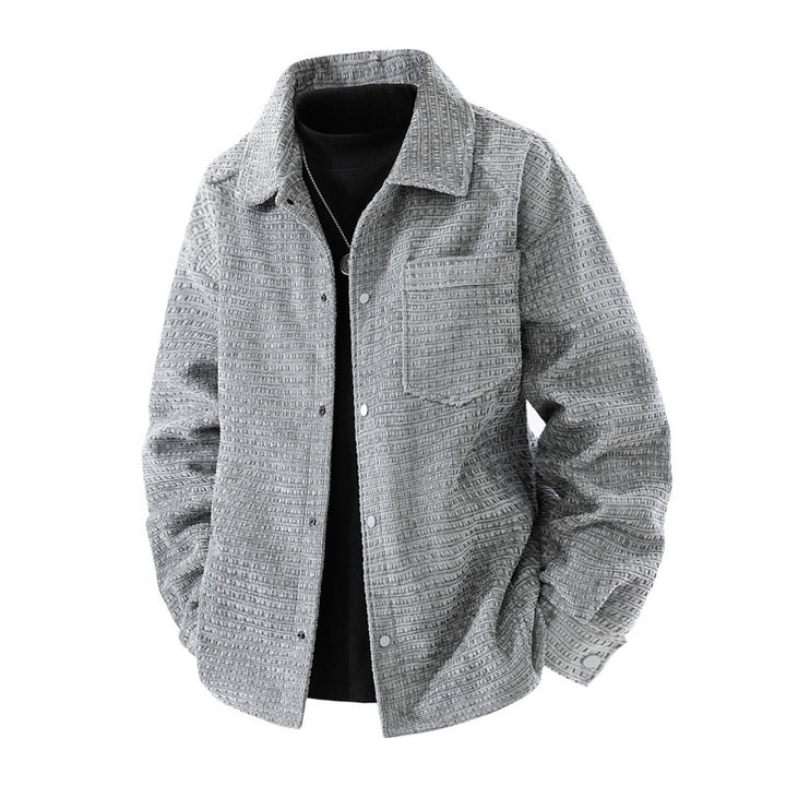 Men's nano structured overshirt jacket made of waffle knit look with snap button closure and chest pocket Mune Fashion