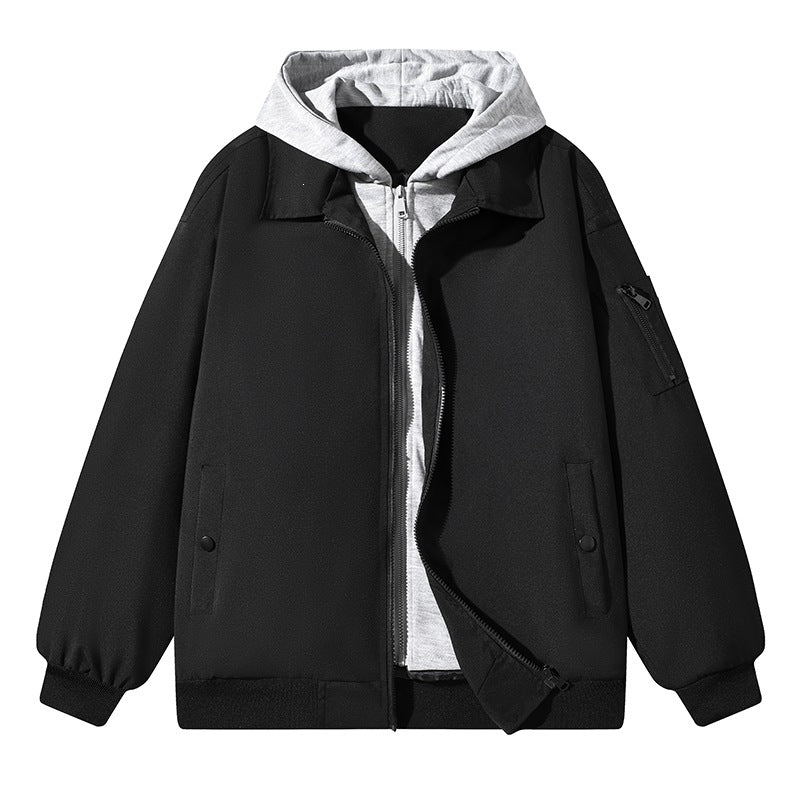 Men's two-layer bomber jacket with integrated hood inner layer, raglan sleeves & arm pocket Mune Fashion