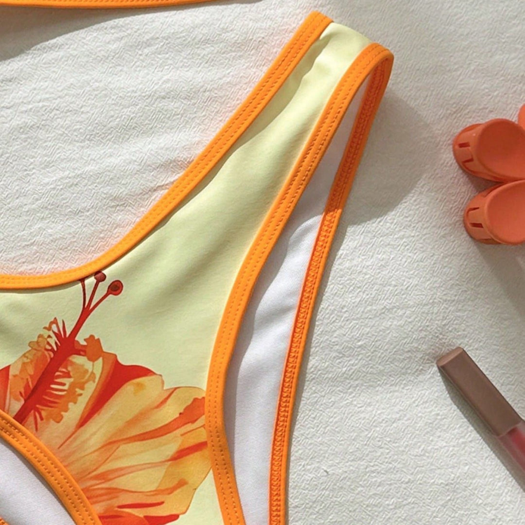 Women's Triangle Bikini with Floral Accents Mune Fashion