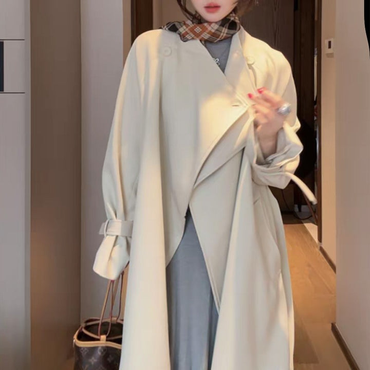 Ladies Oversized Wrap Coat with Asymmetric Cut and Adjustable Cuffs Mune Fashion
