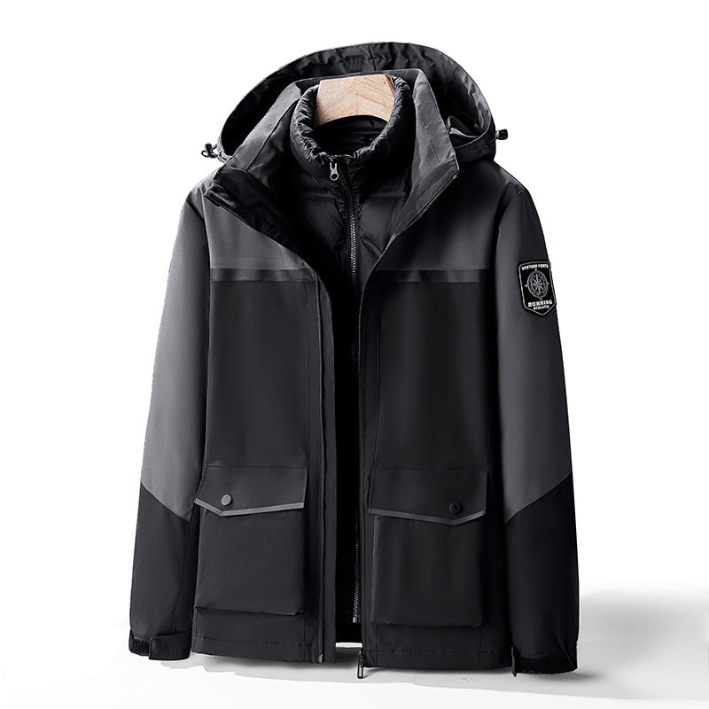 Men's two-layer weather parka with removable insulation inner jacket and utility pockets Mune Fashion