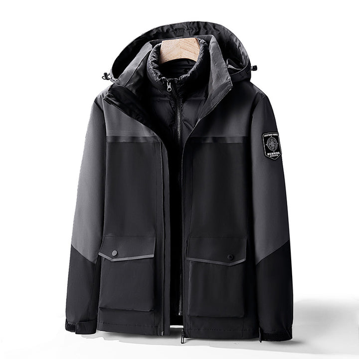 Men's two-layer weather parka with removable insulation inner jacket and utility pockets Mune Fashion