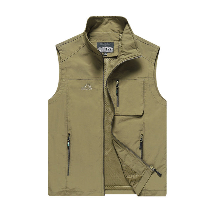 Men's Outdoor Utility Vest with mesh lining, water-repellent nylon surface, and multi-functional pockets Mune Fashion