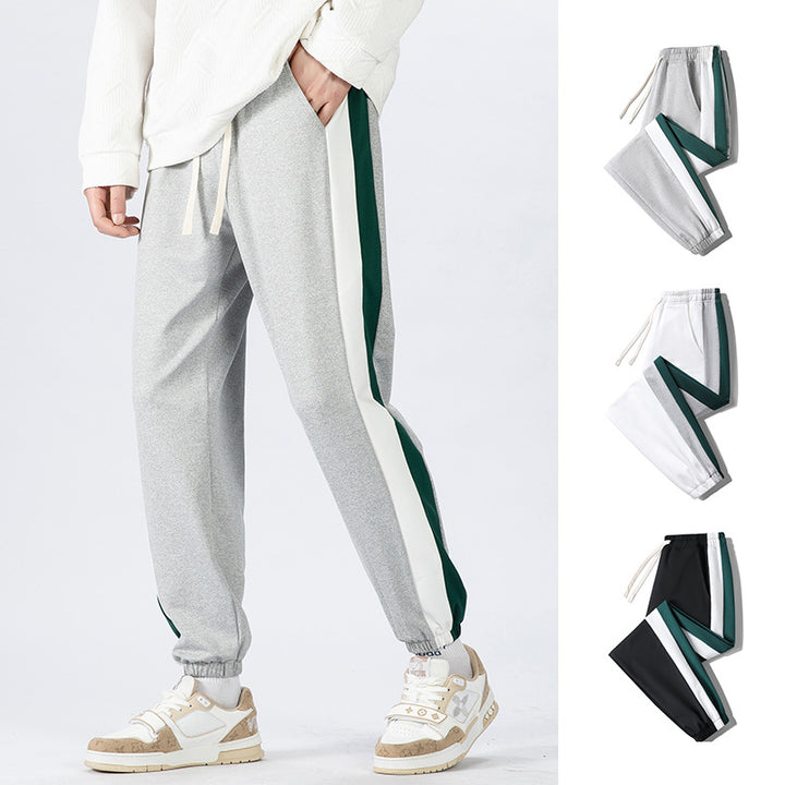 Men's Tapered Track Pants with Drawstring, Side Color Block Stripes & Elastic Cuffs Mune Fashion