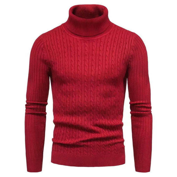 Men's slim turtleneck sweater with cable structure, fine rib knit and elastic cuffs Mune Fashion