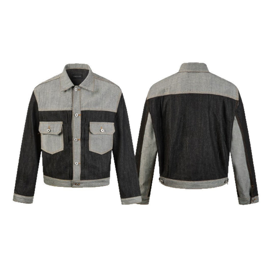 Men's Boxy Denim Jacket with Contrasting Inserts and Utility Pockets Mune Fashion