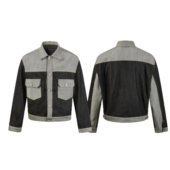 Men's Boxy Denim Jacket with Contrasting Inserts and Utility Pockets Mune Fashion