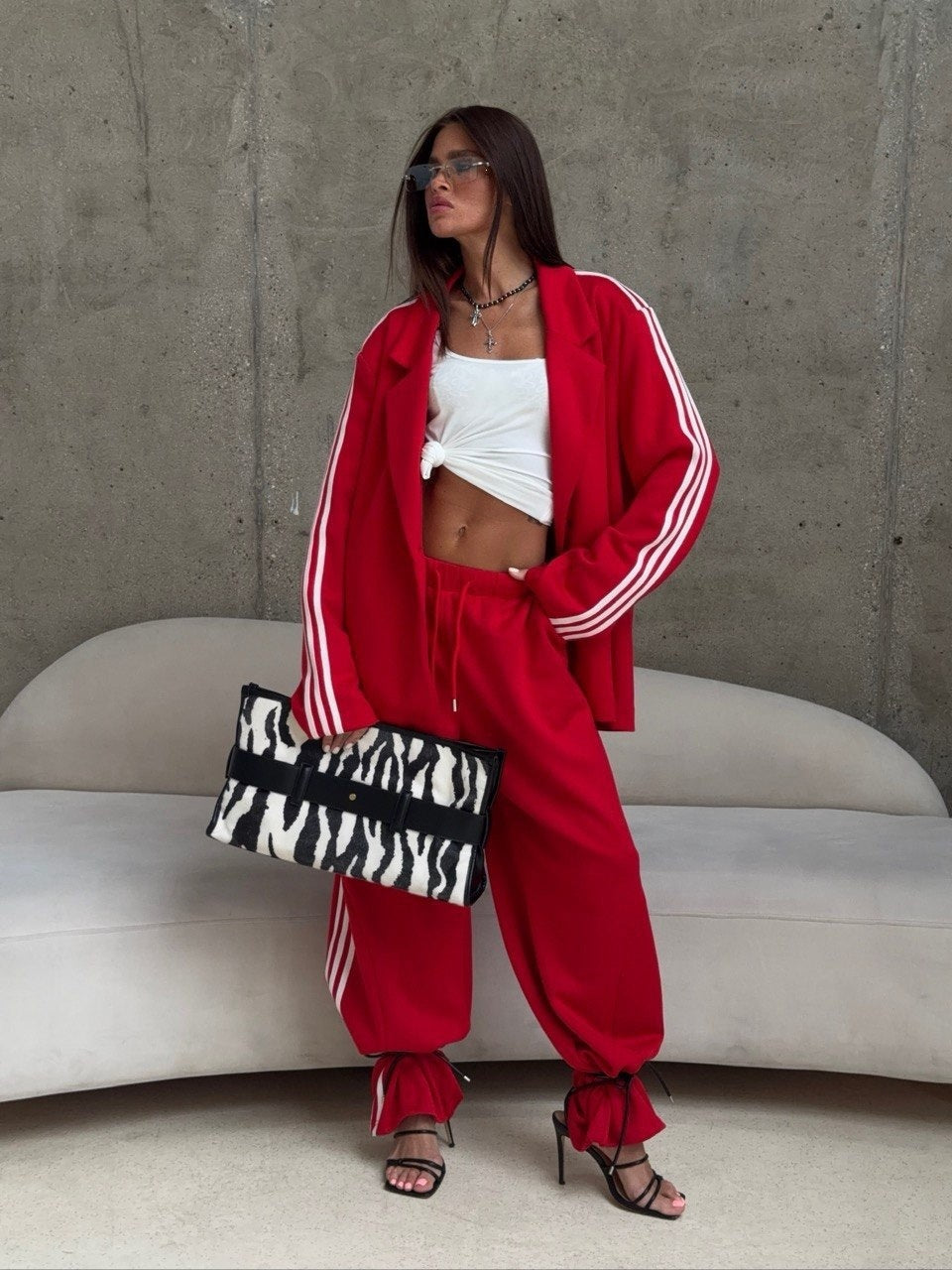 Women Sweat Blazer and Oversized Jogging Pants Mune Fashion