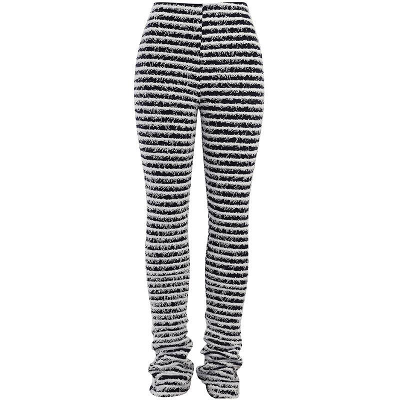 Damen Strukturierte Rippstrick-Hose mit hohem Bund und gerafften Beinenden Mune Fashion