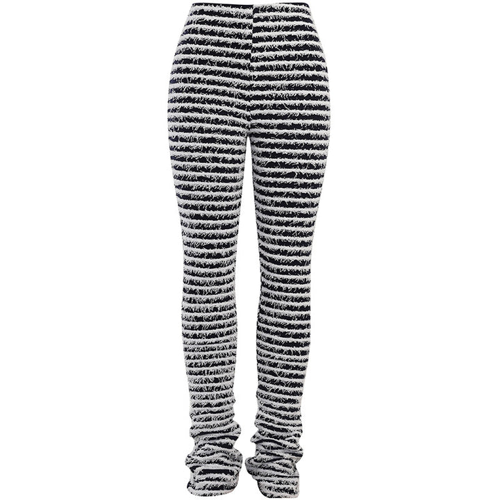 Damen Strukturierte Rippstrick-Hose mit hohem Bund und gerafften Beinenden Mune Fashion