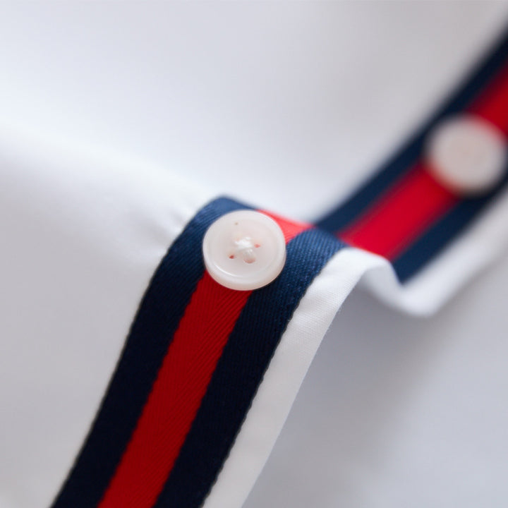 Men's tailored business shirt with Kent collar and contrasting button placket band Mune Fashion