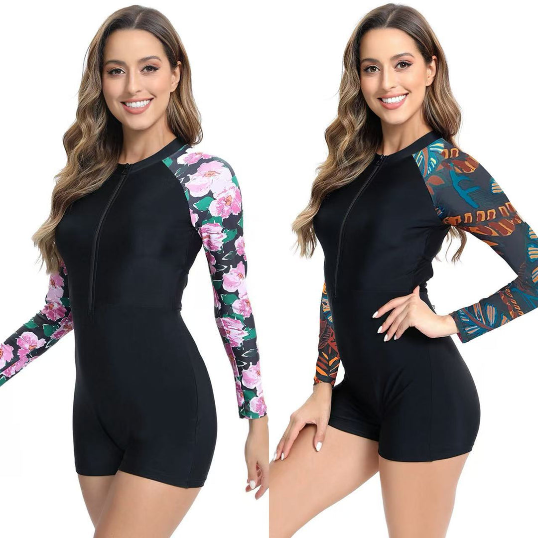 Women's swimsuit with elegant floral sleeves Mune Fashion