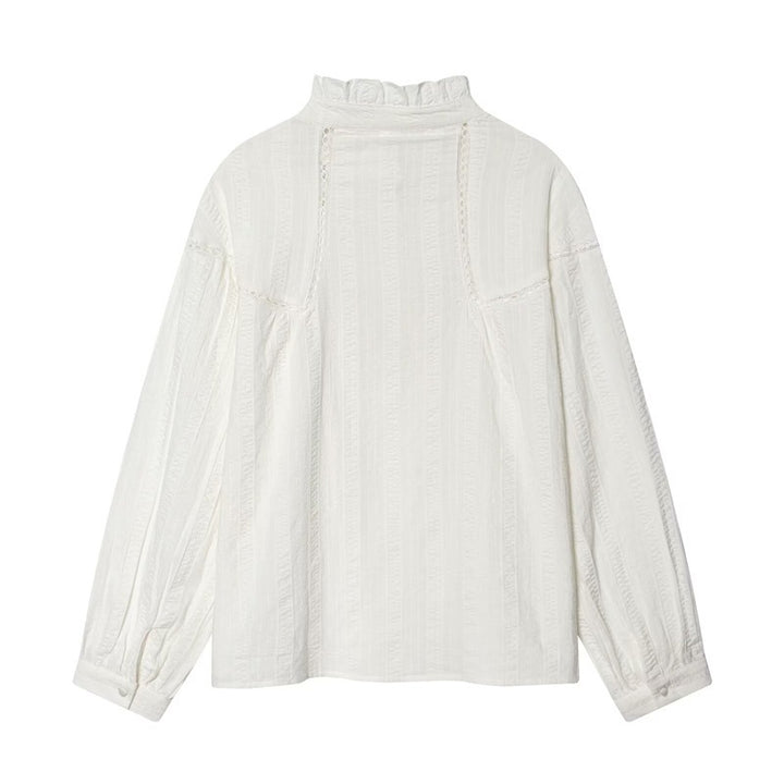 Ladies romantic Victorian lace blouse with stand-up collar and balloon sleeves Mune Fashion