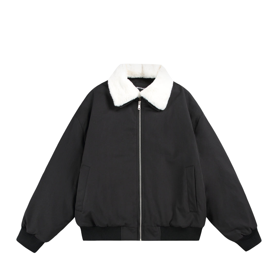 Men's Boxy Bomber Jacket with Teddy Collar and Ribbed Hem Mune Fashion