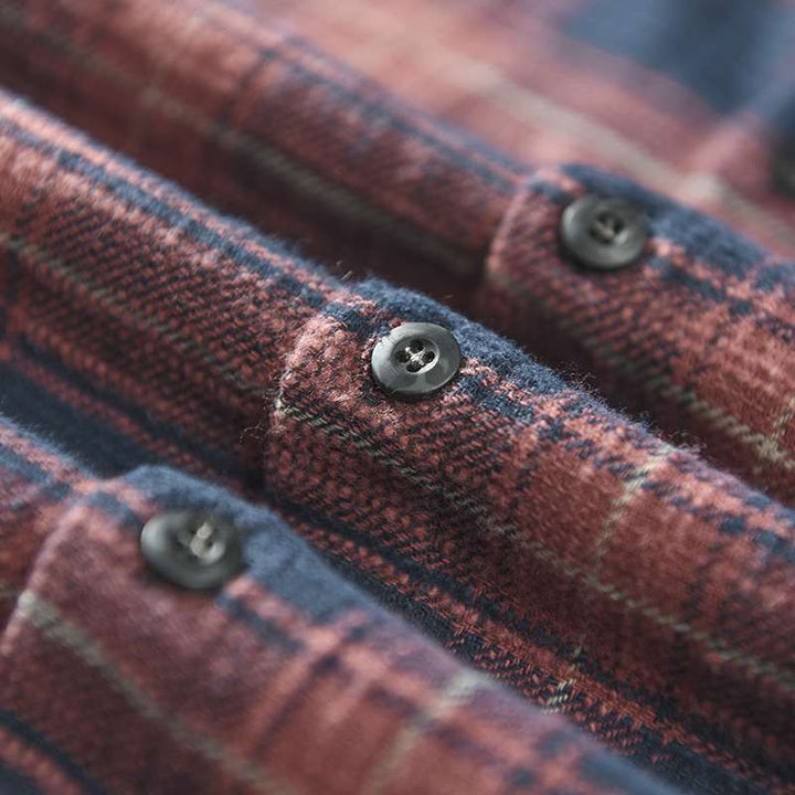 Men's Casual Check Flannel Overshirt made of soft cotton blend with breast pocket Mune Fashion
