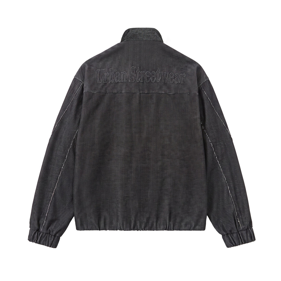 Unisex Short Cord Boxy Blouson with Stand Collar, Continuous Zipper and Elastic Hem Mune Fashion