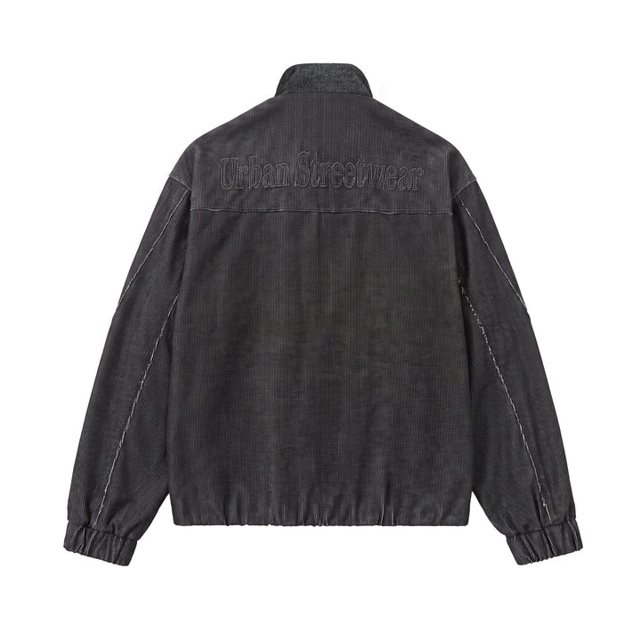 Unisex Short Cord Boxy Blouson with Stand Collar, Continuous Zipper and Elastic Hem Mune Fashion
