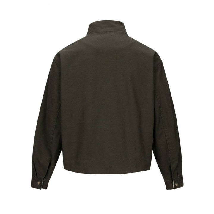 Men's short cut boxy canvas jacket with studded detail and stand-up collar Mune Fashion