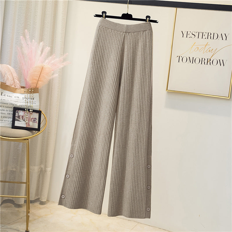 Women's Elegant and Comfortable Ribbed Knit Pants Mune Fashion