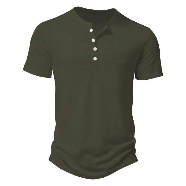 Men's short sleeve Henley style shirt made of slub cotton jersey with short button placket Mune Fashion