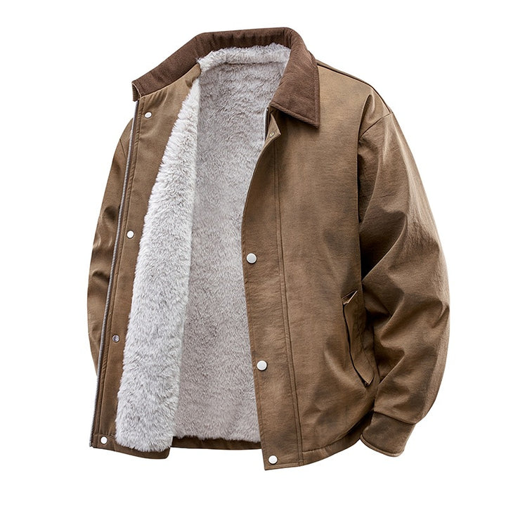 Men's Casual Faux Leather Jacket with Teddy Lining Mune Fashion 1787738670