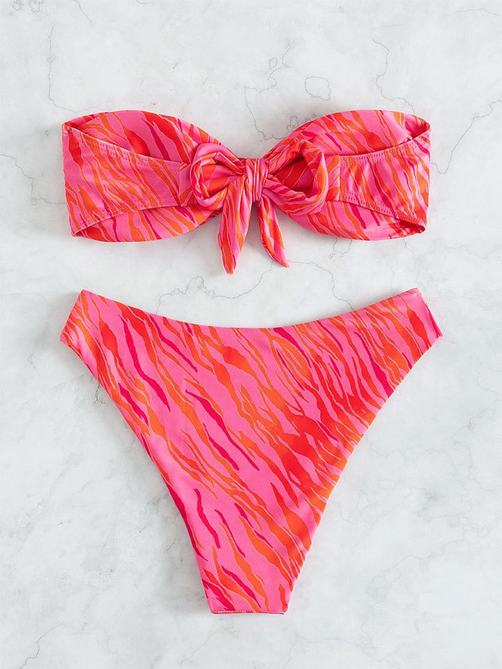 Women Bandeau Bikini Set with sophisticated wave patterns Mune Fashion