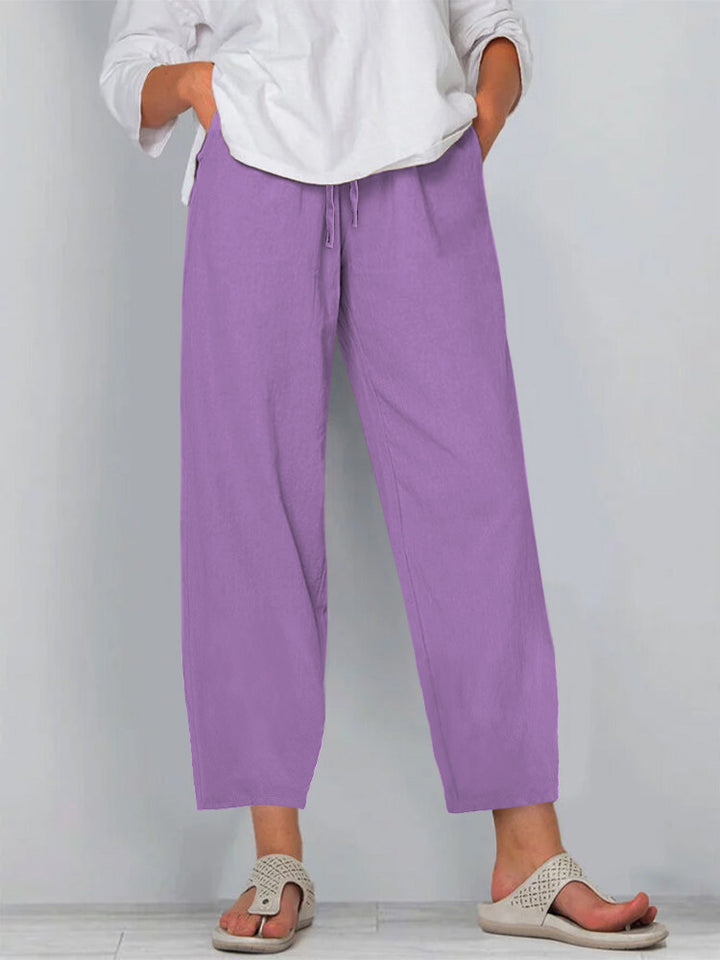 Women's Relaxed Culotte Pants with Drawstring, Side Pockets and Ankle Length Mune Fashion