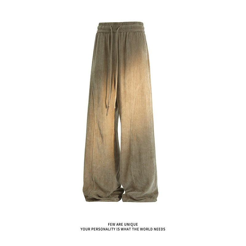 Women's Wide Velour Lounge Pants with High Elastic Waistband and Drawstring Mune Fashion