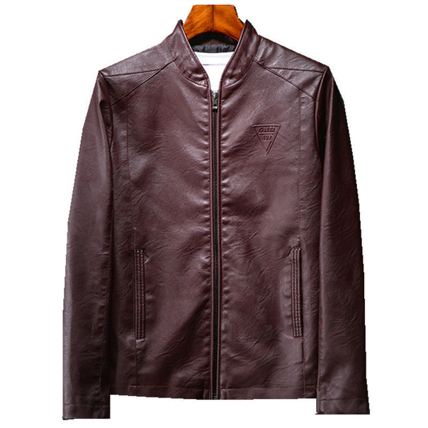 Men's Faux Leather Blouson in Slim Fit with fine texture, stand-up collar and concealed zipper Mune Fashion