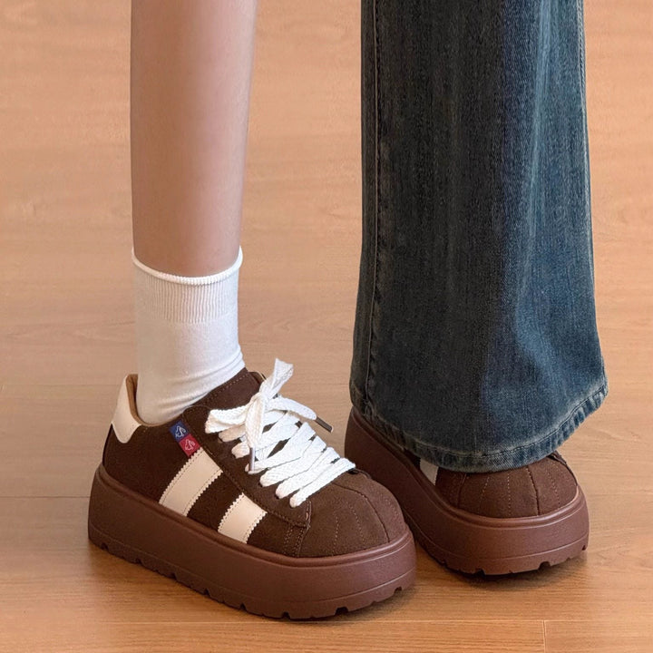 Women High Quality Casual Sneakers with Thick Platform Sole and Breathable Mesh Surface Mune Fashion