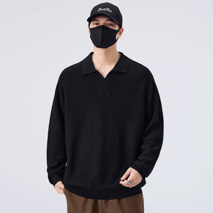 Men's Stylish Long Sleeve Sweater with V-Neck Mune Fashion