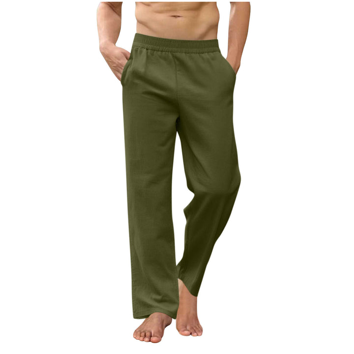 Men's loose lounge pants with elastic waistband, side pockets and side ankle slits Mune Fashion