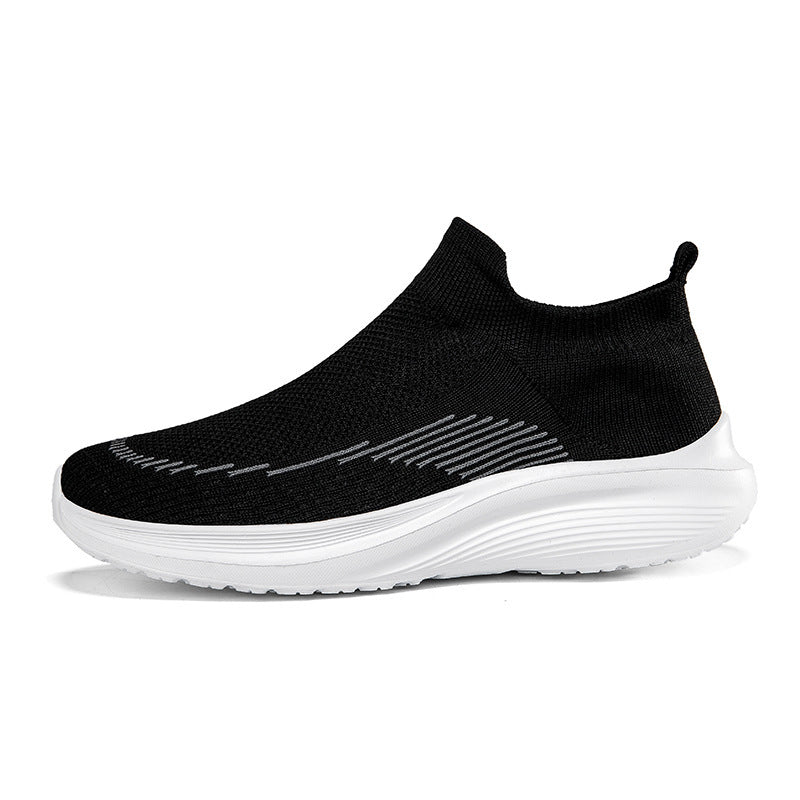 Unisex nan elastic slip-on leisure shoe with sock-like entry, contoured wave cushioning sole and non-slip profile sole Mune Fashion
