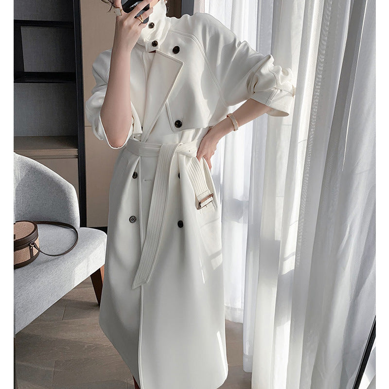Women's trench coat with double button placket and waist belt Mune Fashion