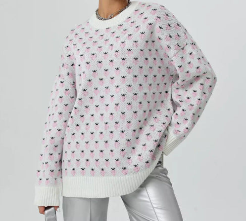 Ladies' Fashionable Sweater with Floral Patterns