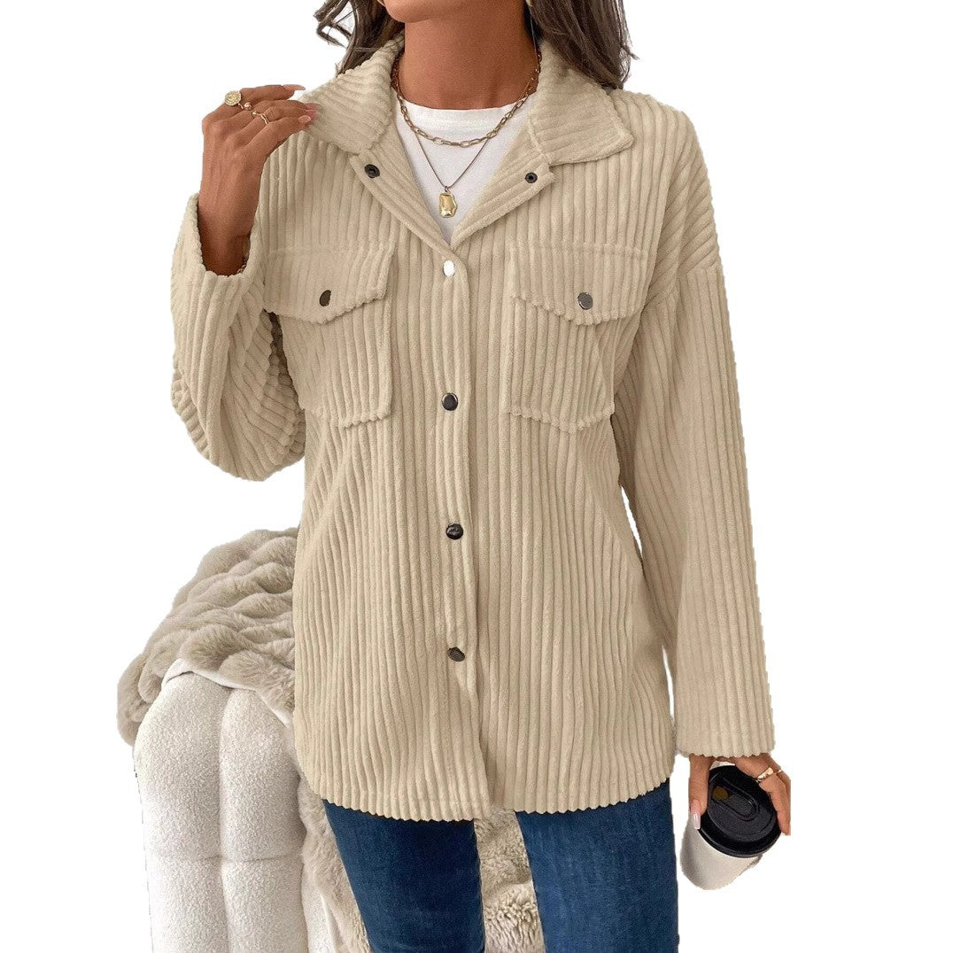 Women Elegant Ribbed Cardigan