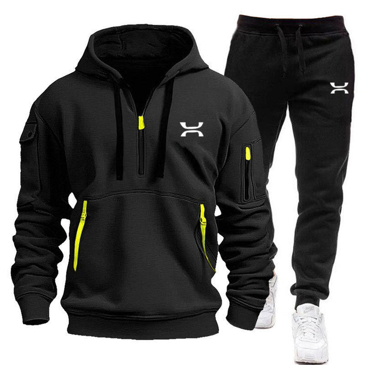 Men's Sporty Hoodie and Tracksuit Set with Functional Pockets and Sporty Cut Mune