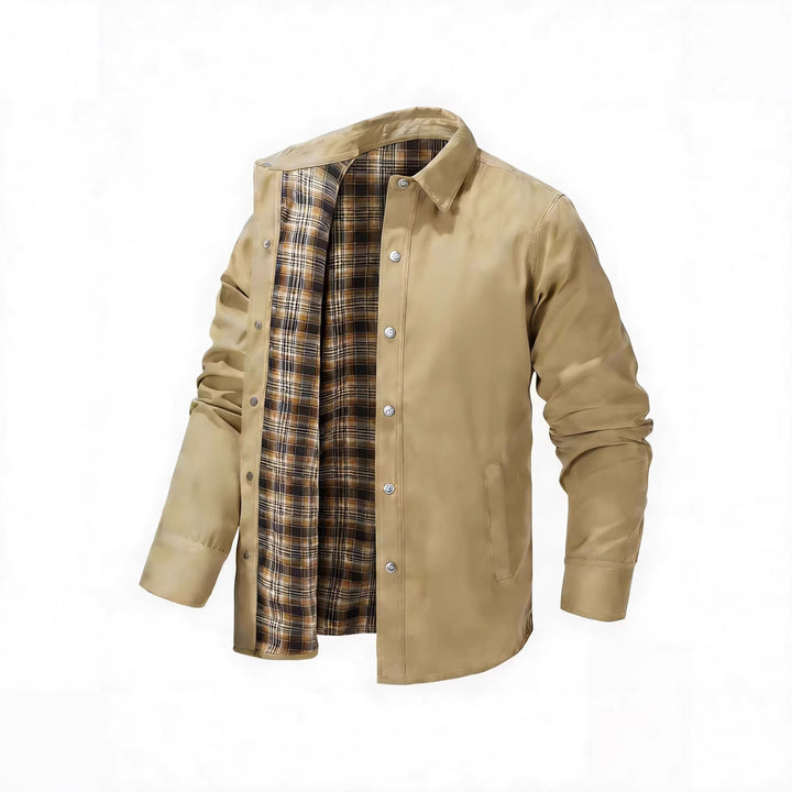 Men's lightweight transitional jacket with modern check pattern