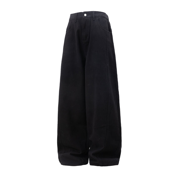 Ladies Wide High-Waist Jeans with Center Seam Panels and Balloon Cut Mune Fashion