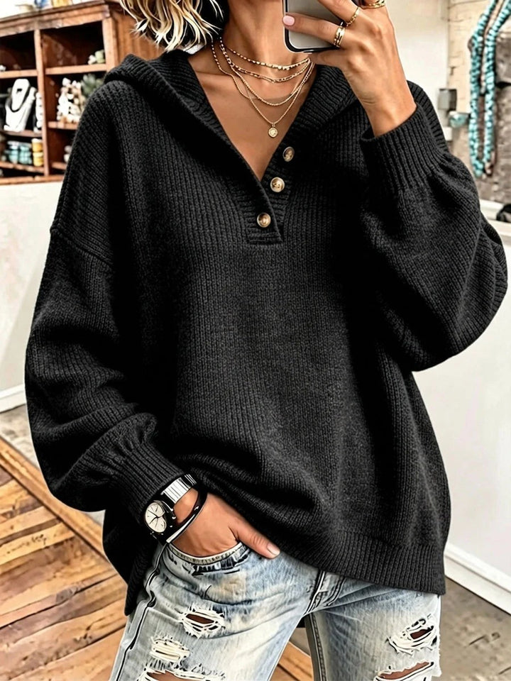 Women Comfortable Knit Sweater with Hood Mune Fashion