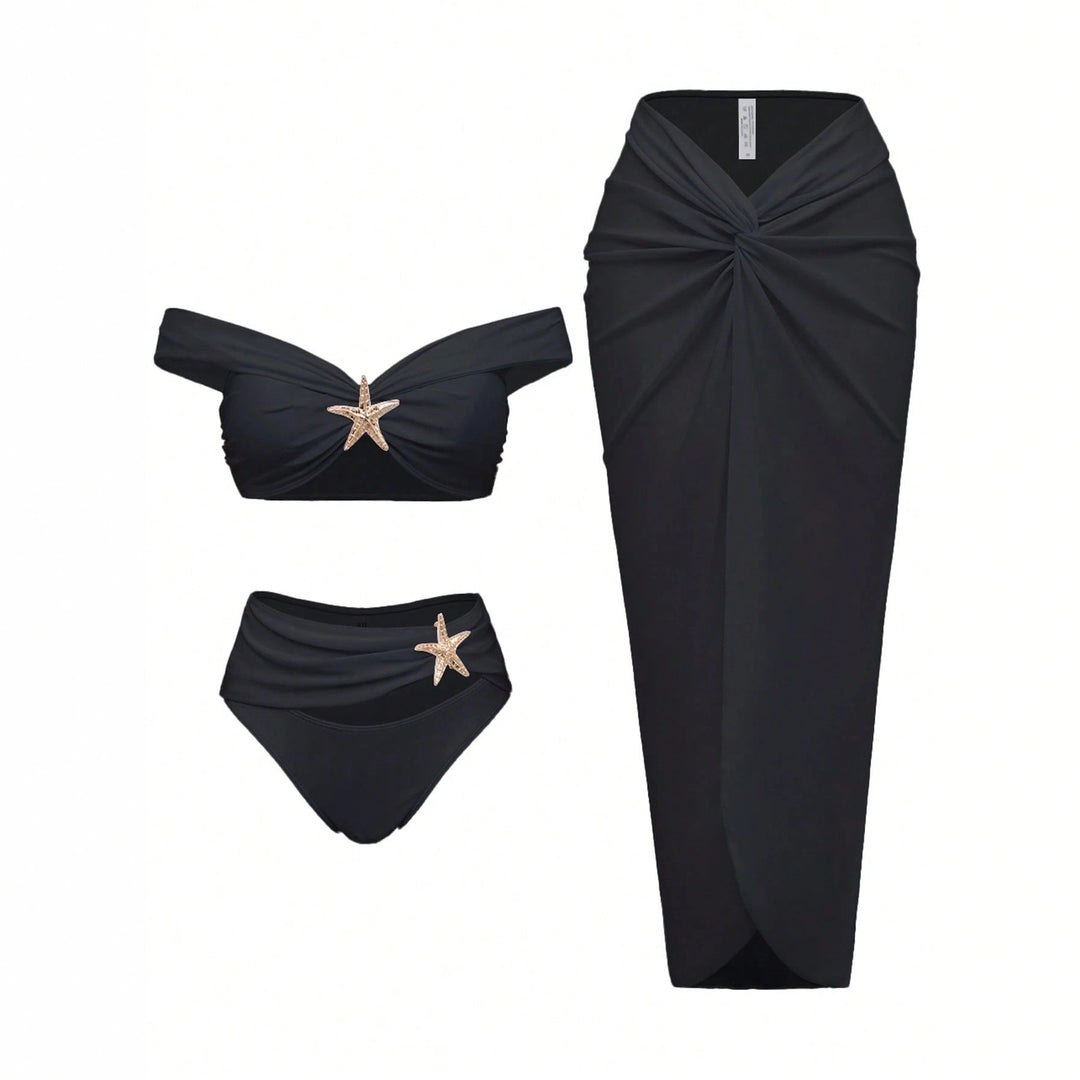 Ladies bikini set with wrap skirt and elegant jewelry details Mune Fashion