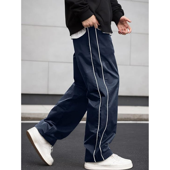 Men's Sporty Leisure Pants with Side Contrast Stripes Mune Fashion