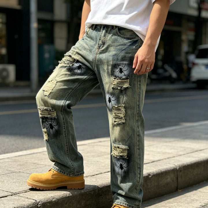 Men's Casual Ripped Baggy Jeans Mune Fashion