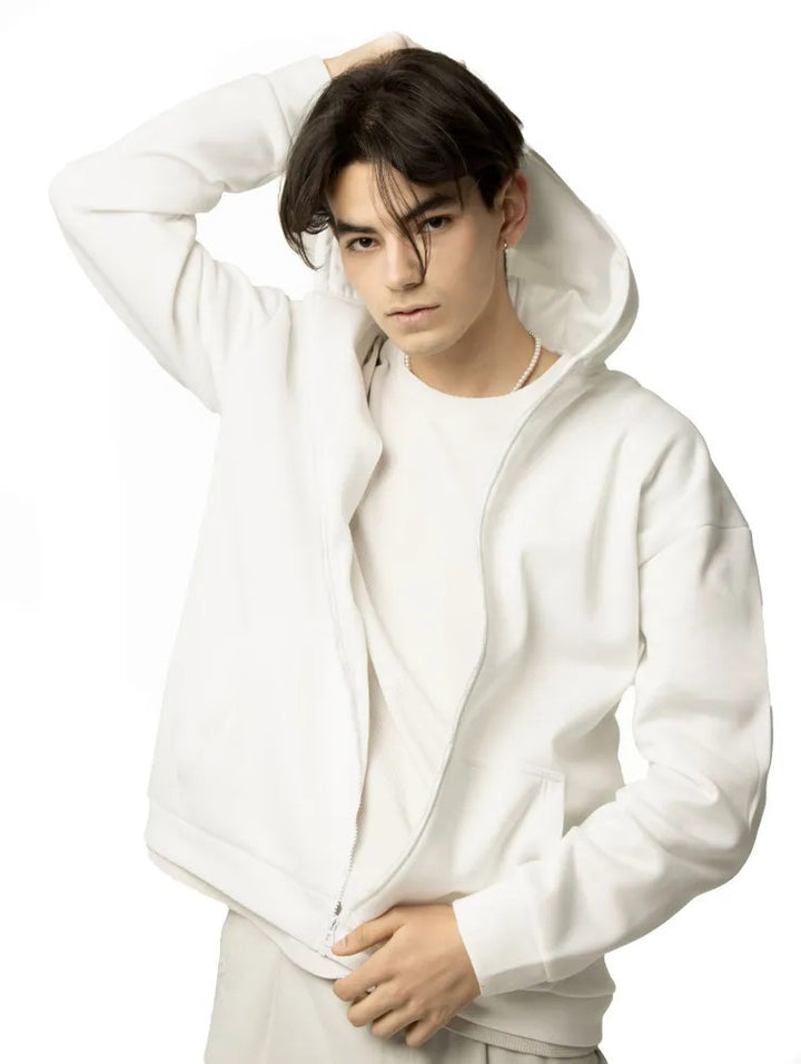 Men's nan minimalist zip hoodie with clean oversized cut and soft French terry lining Mune Fashion