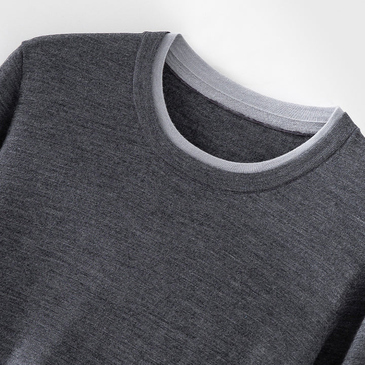 Women Fine Round Neck Sweater made of Merino Mix with Contrast Cuffs Mune Fashion