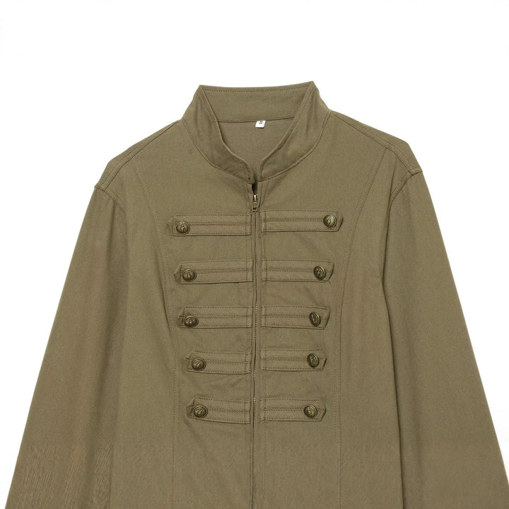 Ladies tailored field jacket in regimental style with stand-up collar and decorative stripes Mune Fashion