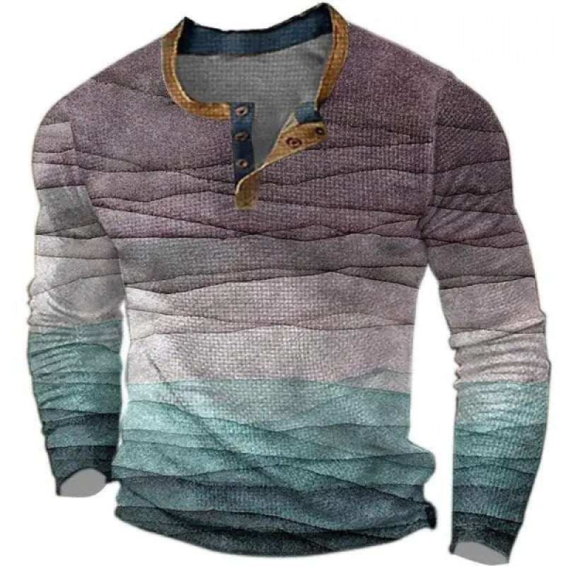 Men's sporty long-sleeve shirt with button placket Mune Fashion