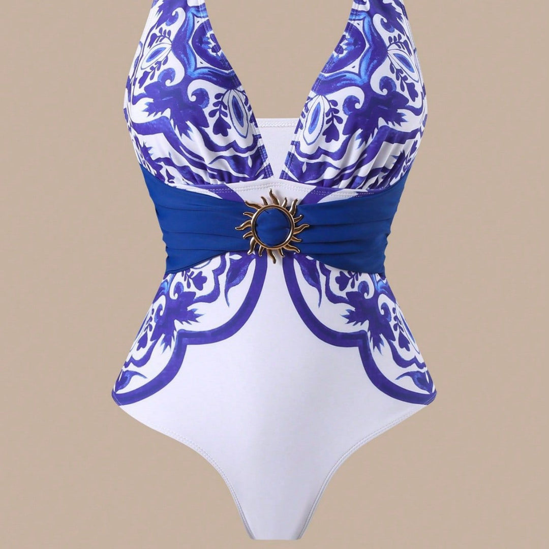 Women One-Piece Swimsuit with Fashionable Wrap Skirt Mune Fashion