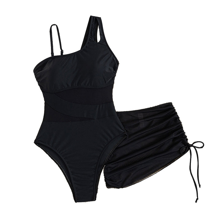 Women's Elegant Swimsuit with Asymmetrical Design and Practical Wrap Skirt Mune Fashion