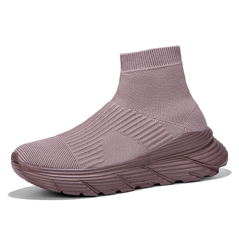 Women nan seamless knit casual sneaker with sock collar and shock-absorbing profile sole Mune Fashion